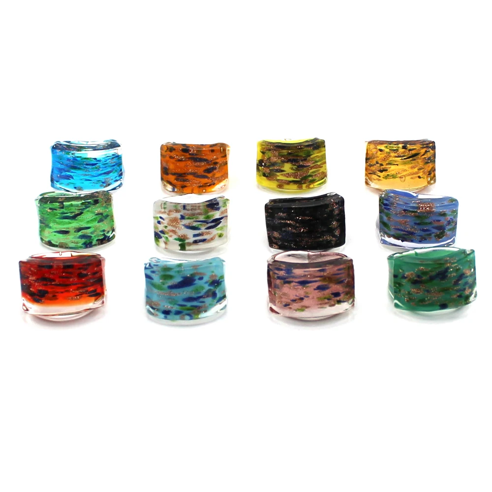 Модные 12 шт./партия случайным образом смешанные цветные глазурные кольца кольцо из муранского стекла для женщин