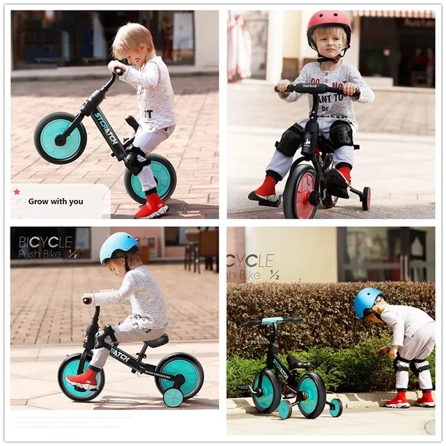 Infant Shining Baby Balance Bike Ride on Toys Walker 2/4 Wheels Bike Adjustment Lightweight Body Suit for 2-6Y Children Gift 6