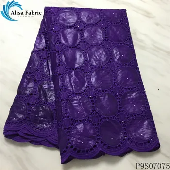 

Alisa purple african lace bazin riche fabric high quality embroidered hollow out desing 5 yards nigeiran cords laces for sewing