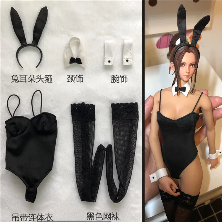 1/6 Female Doll Christmas Bunny Bodysuits Hair Band for Sideshow 12'' Figure 