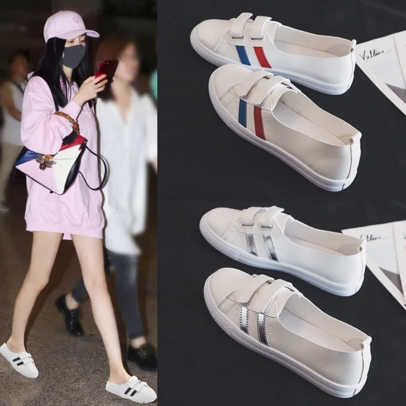 2023 New Women Loafers Fashion Sneakers Woman Casual Slip-on Shoes Ladies Classics Off White Shoes Female Breathable PU Leather