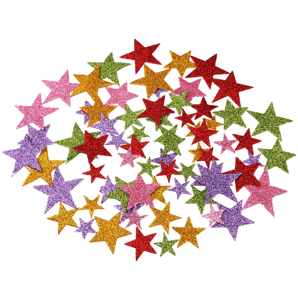 1 Pack Colorful Self Adhesive Star Shape Foam Glitter Stickers for Home Kindergarten Classroom Kids DIY Craft Projects