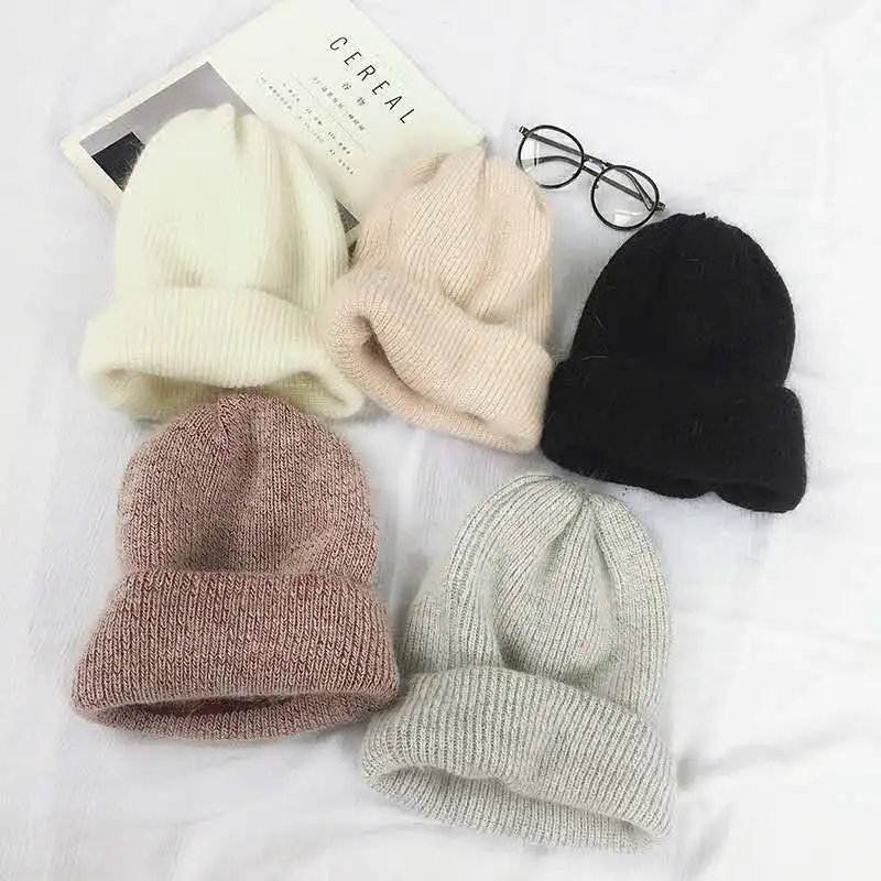 

Autumn Winter Rabbit Plush Soft Winter Skullies Hat Fashion Warm Beanies Hats Casual Women Solid Adult Rabbit Caps Cover Head