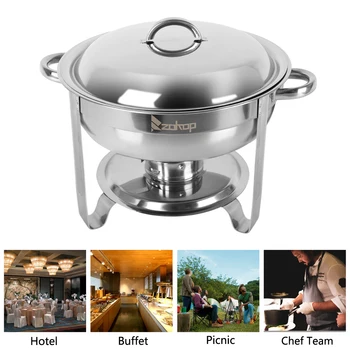 

Zokop 5l Stainless Steel Buffet Stove Round Single Pot One Set Wedding Party Buffet Stove Whit Sturdy Frames Food Pans