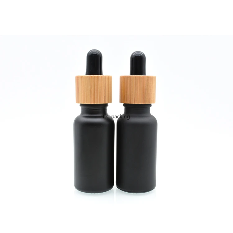 Bamboo lid vaping 5 мл 10 мл 15 мл 20 мл 30 мл 50 мл 100 мл матовые черные стеклянные бутылки для эфирного масла с бамбуковой защитной крышкой-капельницей