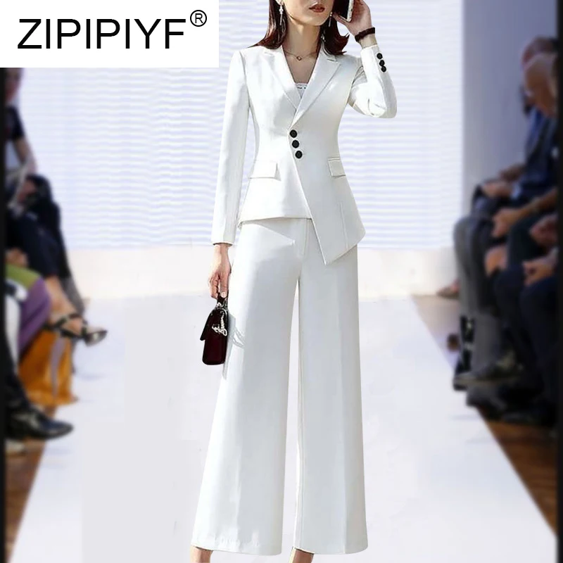 Women Pant Suit With Belt Red White 