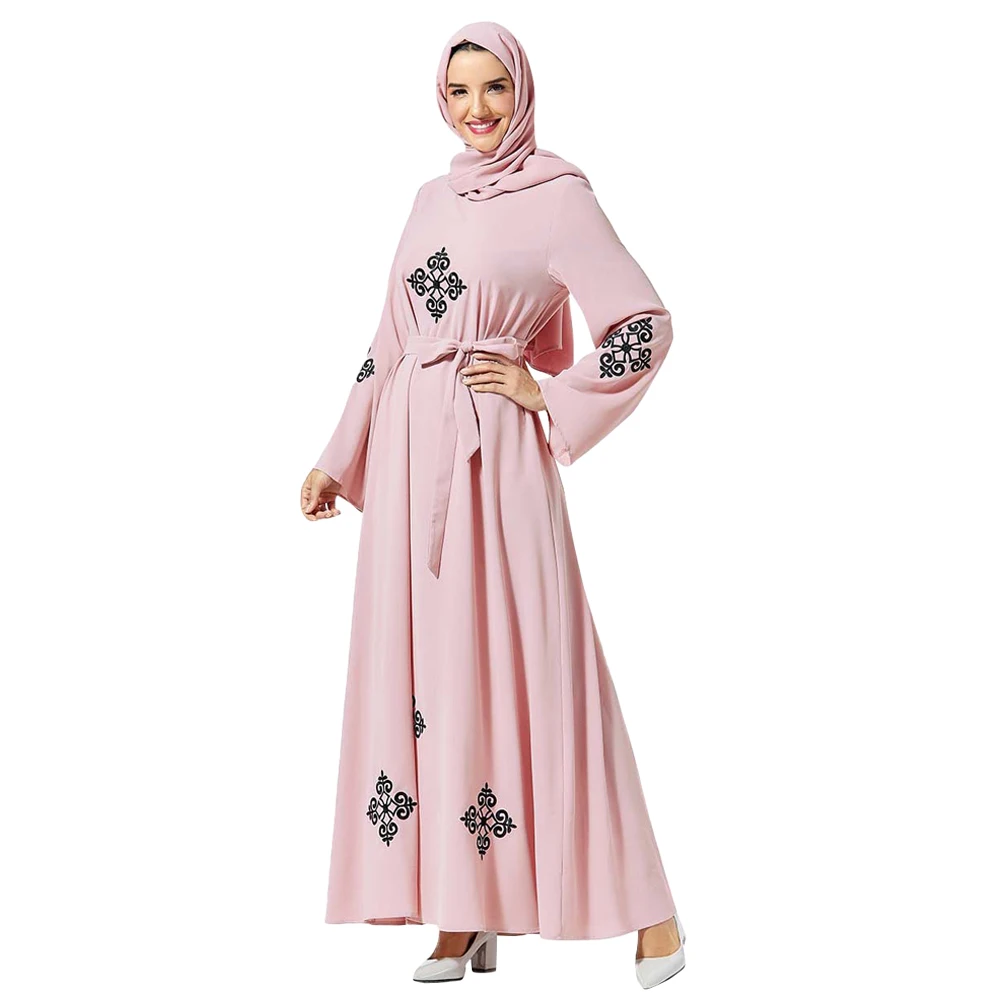 Dubai Women Muslim Maxi Dress Embroidery Abaya Kaftan Islamic Jilbab Cocktail Dresses Arab Elegant Ethnic Style Loose Dress Gown