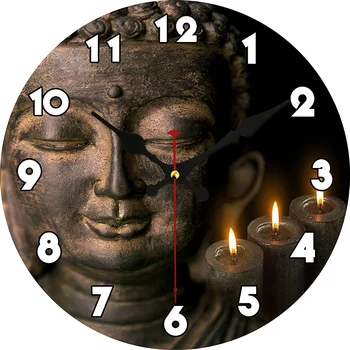 

Buddha Meditating Wall Art Decorative Clock Silent Quartz Wall Watch Meditation Room Yoga Buddhism Decor Wooden Wall Clock