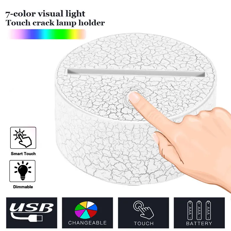 

Touch Lamp Bases Lamp Holder Light Base Modern Luminous Romantic 3D Crack Pattern DC 5V Indoor Ornament Home Display