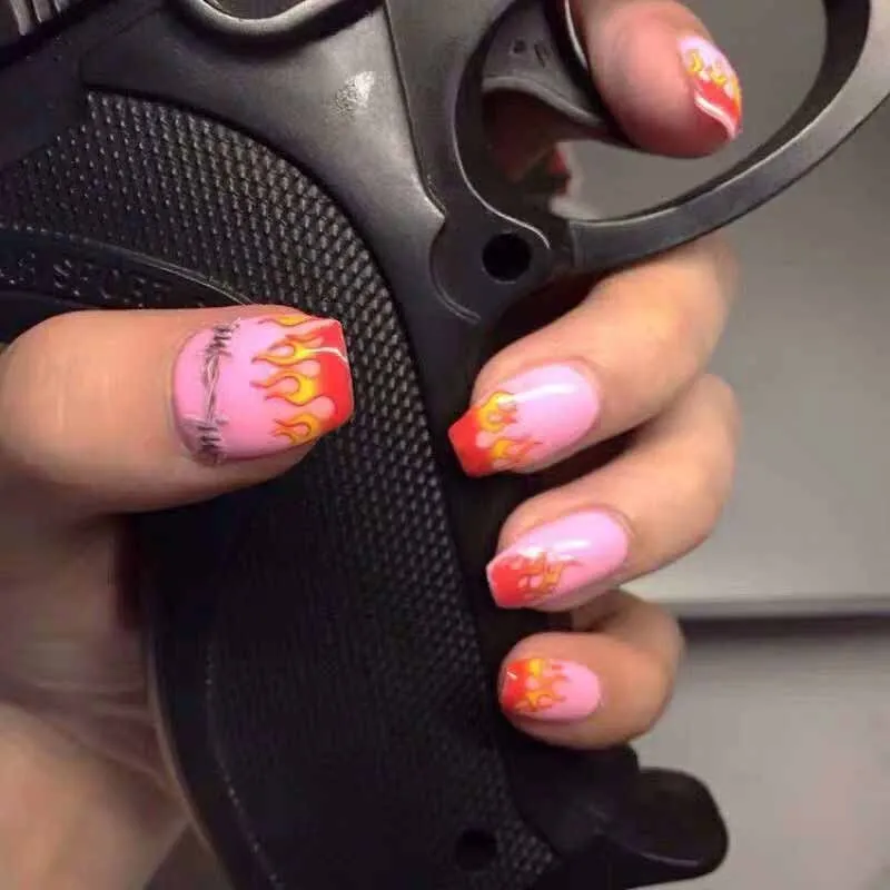 1 шт Водные Наклейки для ногтей красный черный Пламя передачи огня наклейки