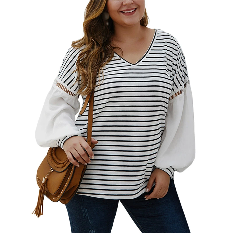 black and white striped shirt womens plus size