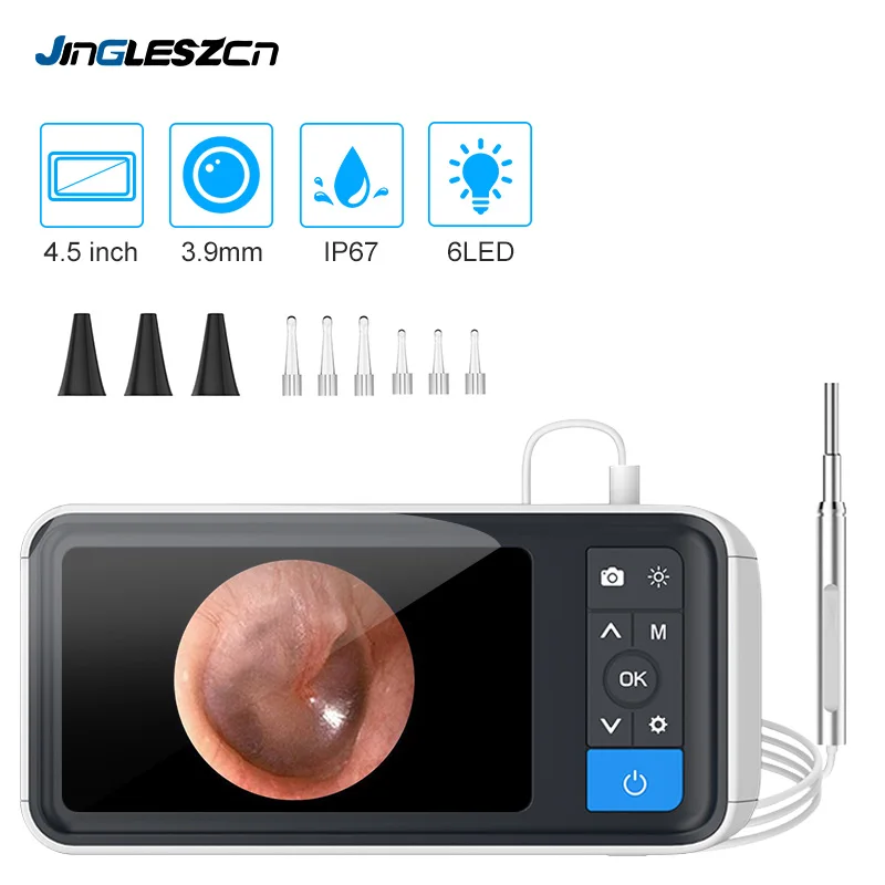 Digital Otoscope 3.9mm Lens Ear Inspection Camera 4.5 inch IPS Color