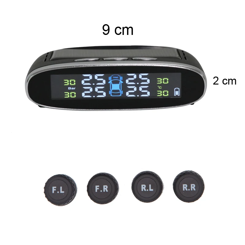 Солнечная система контроля давления в автомобильных шинах TPMS с 4 внешними датчиками датчики давления в шинах цифровой беспроводной ЖК-дисплей TPMS