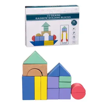 

1 Set Wood Rainbow 15 Rainbows Buildings Originality Parent-child Interactive Blocks Child Early Learning Creative Toy Bricks