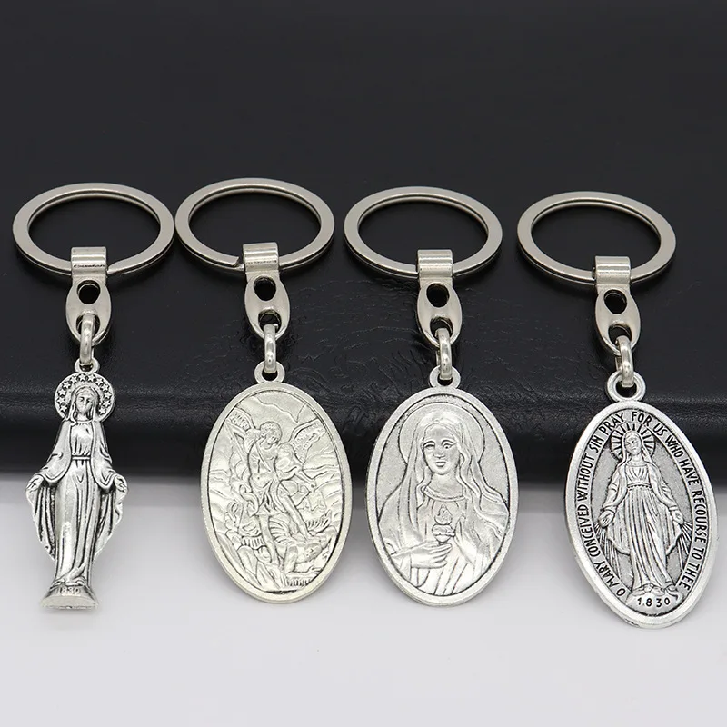 

Virgin Mary Angel Exorcism Key Chain Jewelry Pendant Catholic Christian Crafts Retro Religious Keychains for Women Gift 2022