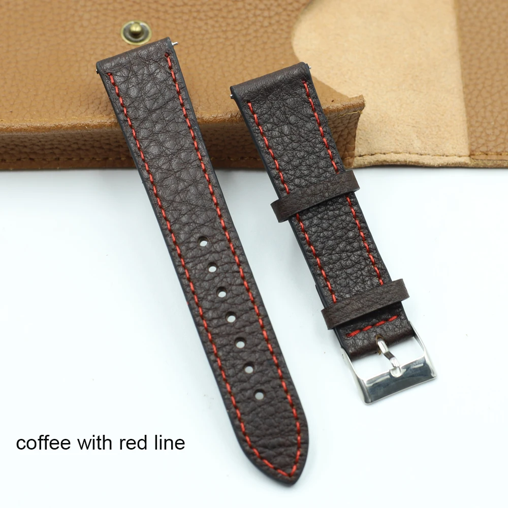 coffee red Onthelevel винтажный ремешок для часов из зернистой кожи 18 мм 20 мм 22 мм ремешок для часов ручной работы быстросъемный пружинный ремешок# D - Цвет ремешка: coffee red