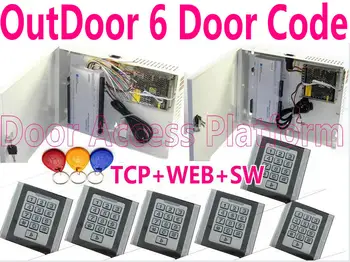 

OutDoor 6 Door Controller Web server TCP/IP Router login PCB Access controller Metal Case Code+Card reader UPS Power supply kit