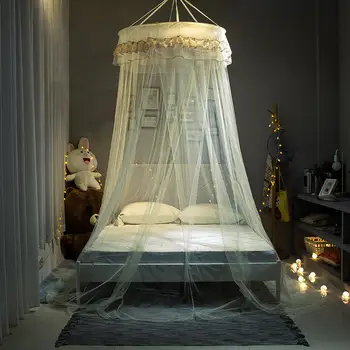 

Hanging Dome Mosquito Net 360° rotation Bed Canopy Romantic Yarn Bed Valance Anti-mosquito Home Textiles Decor Bedcover Curtain