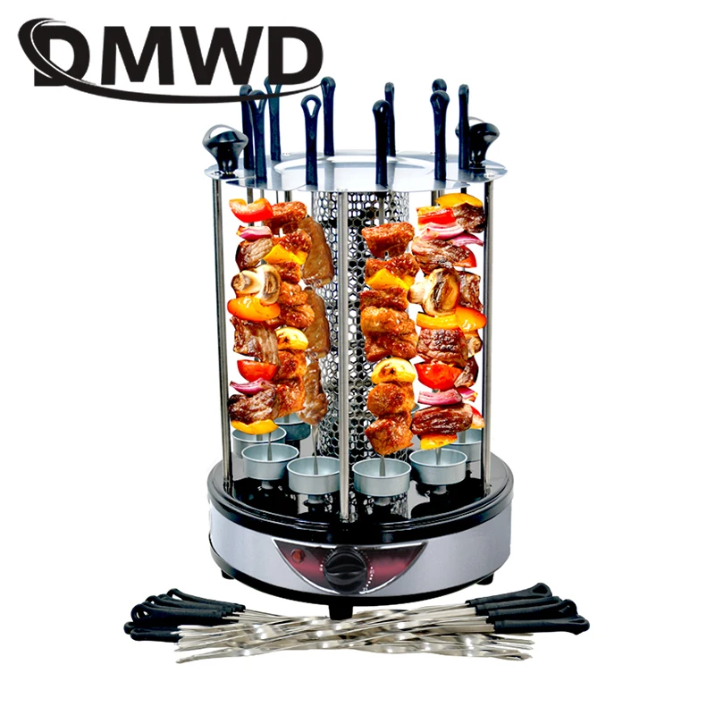 Electric BBQ Kebab Grill Machine Automatic Rotating Barbecue Smokeless Oven Rotisserie Roast Domestic Lamb Skewers Heating Stove