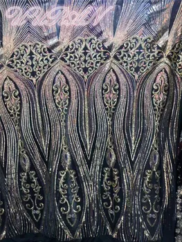 

Fancy French Lace Fabric with Sequins New Design African Tulle Net Lace Fabric