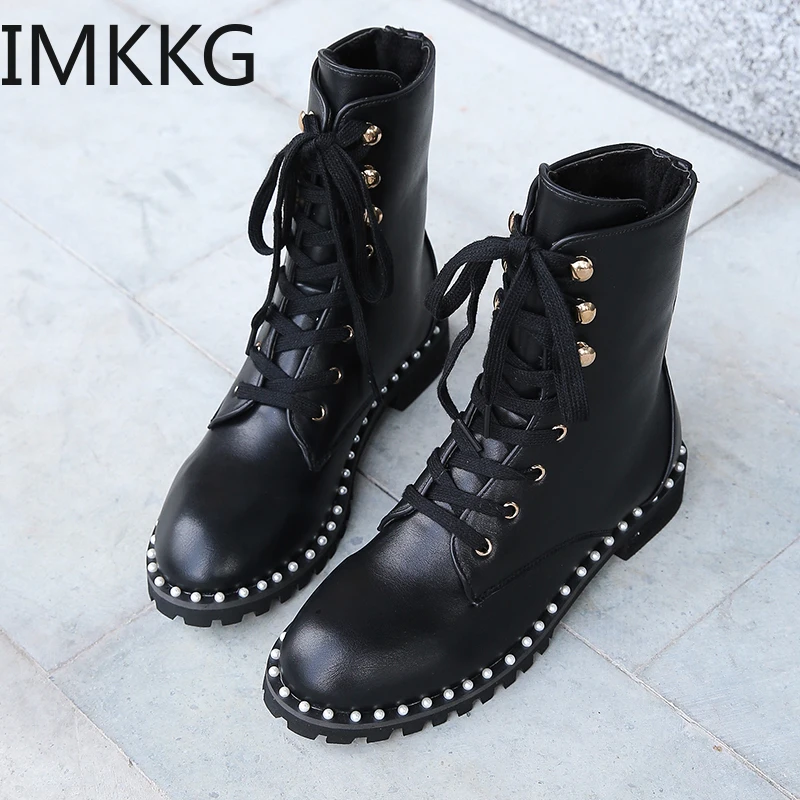 Новинка 2019 года женские зимние ботильоны на шнуровке и квадратном каблуке Botas Mujer
