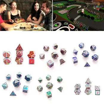 

1Set Dice Metal Game Dice DND Dice Set For Dungeons And Role Games Dragons 7 Pathfinder Polyhedral Playing Side Rpg M6G6