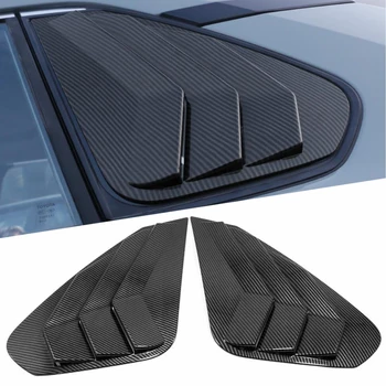

2pcs Carbon Fiber Look Style 1/4 Quarter Car Side Window Scoop Cover Five Slot Open Louvers Cover Vent For Toyota RAV4 2019 2020