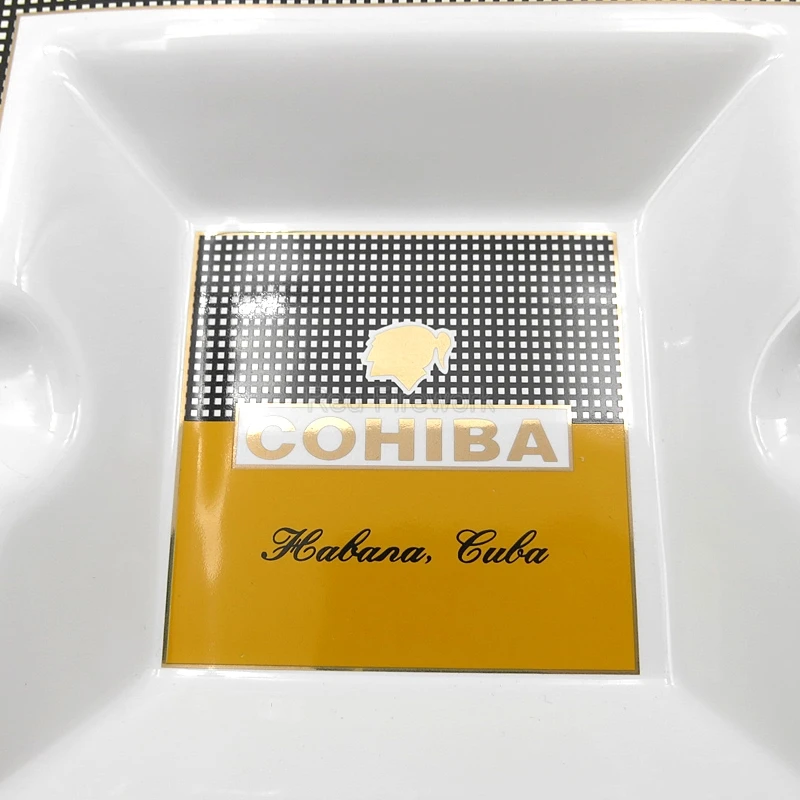 COHIBA квадратная керамическая пепельницы для сигарет 2 держателя 1 слот для золы Настольный поднос для сигар большая пепельница для дома и офиса