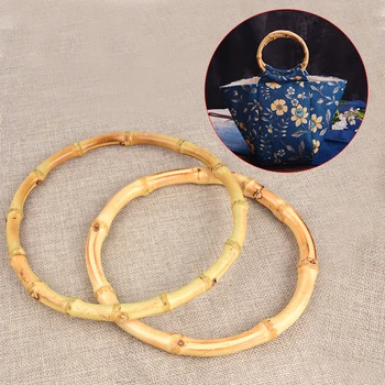 

Bamboo Handle Round Shape 150mm, DIY Craft Handbag, Purse Handle Natural Bamboo Material