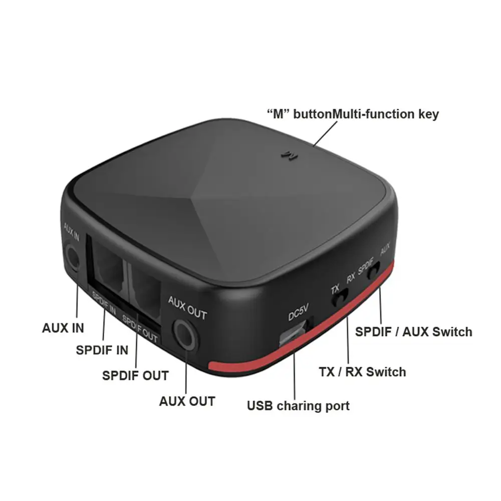 JRBC05 CSR8675 адаптер Bluetooth 5,0 передатчик приемник APTX HD/LL беспроводной Audior 400 мАч низкая задержка поддержка APT-X AAC 54X54X15 мм - Цвет: JRBC05