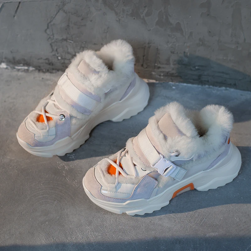 Buono Scarpe/теплые зимние меховые кроссовки; женская повседневная обувь из натуральной кожи; высококачественные зимние кроссовки; женская спортивная обувь