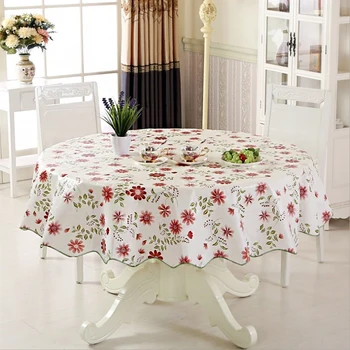 

150cm Dust-Proof Round Countryside Style Water Resistant Kitchen Reusable Table Cloth Decoration Oil-proof Home Floral Party