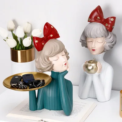 

Домашний декор, 3D статуя красивой девочки, миниатюрная фигурка, Современная Скандинавская скульптура, декор для стола, гостиная, декоративная, настольное хранилище