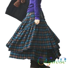 Весна и Осень Модные Винтажные повседневные хлопковые плиссированные Асимметричные женские длинные юбки размера плюс 6XL XXXXL