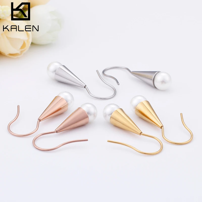 

Stainless Steel Gold/Silver/Rose Gold Korean Earrings Jewelry Imitatopn Pearl Waterdrop Dangle Boucle D'oreille Femme 2019
