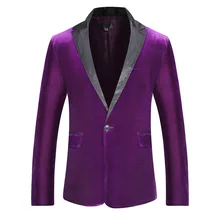Lucesam – Blazer en daim pour hommes, veste de costume à revers à un bouton, costume de fête Disco, Costumes de spectacle de bal 