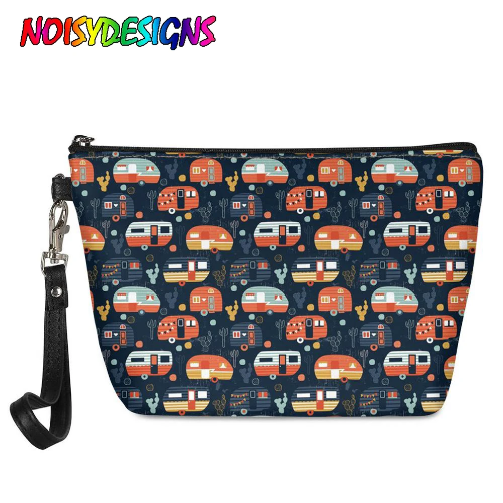

NOISYDESIGNS Waterproof Makeup Bag Printing Car Hot Air Balloon Cosmetic Bag Small Organizer Bag Women Multi function Beauty Bag