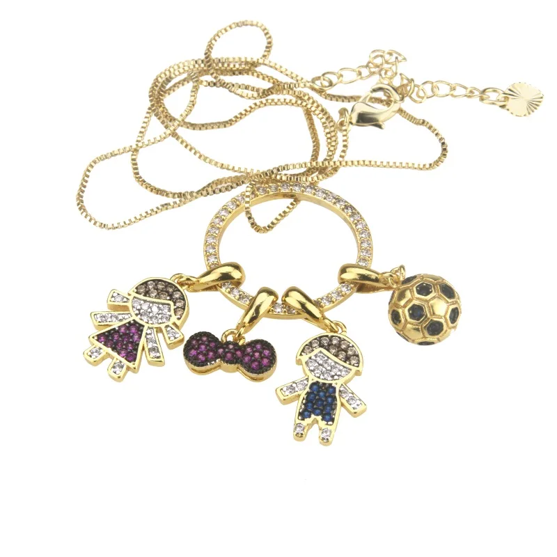 SUNSLL новое Золотое медное ожерелье Красного/синего кубического циркония, предназначенное для женщин, ожерелье, детский ювелирный подарок, ожерелье с подвеской