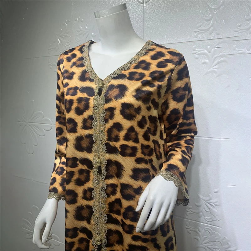 Vestido longo estampa de leopardo para mulheres,