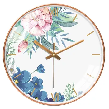 

Vigorous Flowers Wall Clock Individual Design Plant Landscape Painting Living Room Decoration Wall Watch Home Punch-free G083