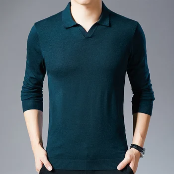 

2020 new men's lapel long-sleeved T-shirt male trend casual bottoming shirt ws94