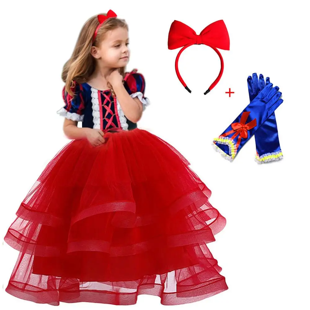 Платья Эльзы для девочек; платье с единорогом; Детский Рождественский костюм; Детские праздничные платья для девочек; платье Золушки; платье принцессы Белоснежки - Цвет: Red