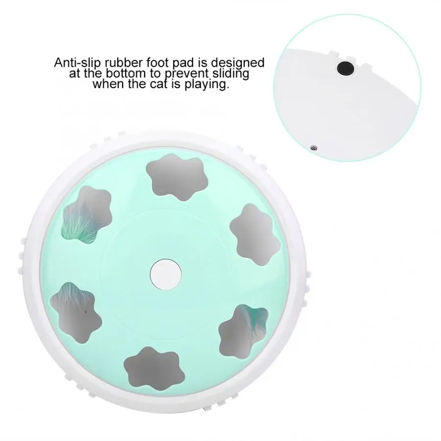 Питомец электрическая Вращающаяся круглая интерактивная обучающая игрушка-тизер для кошек с пером Зеленая мята прочные игрушки для кошек инструменты