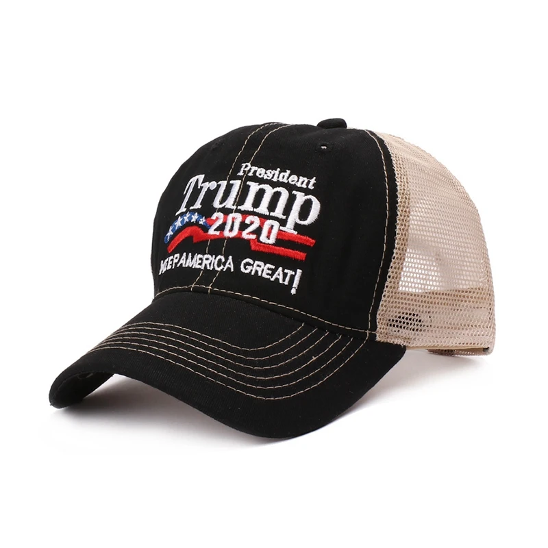 Промытый вышитый сетчатый головной убор уличная одежда с регулируемой застежкой сзади американский президент предвыборная шапка - Цвет: B