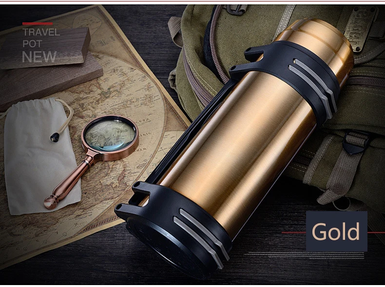 1.2L~ 3LThermos мода на каждый день на открытом воздухе автомобильной Нержавеющая сталь термос для воды Портативный изоляции вакуумная фляга