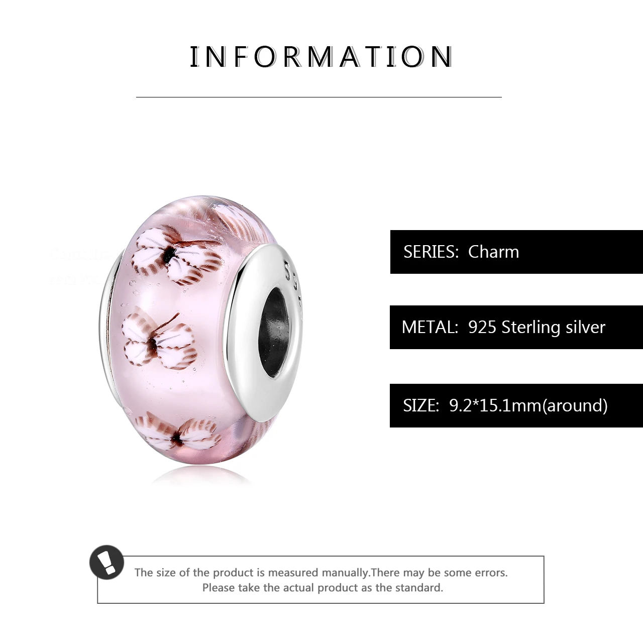 Настоящее серебро 925 пробы бабочка Летающий розовый муранский бисер кошачий глаз Пандора очаровывательный браслет ювелирные изделия изготовление