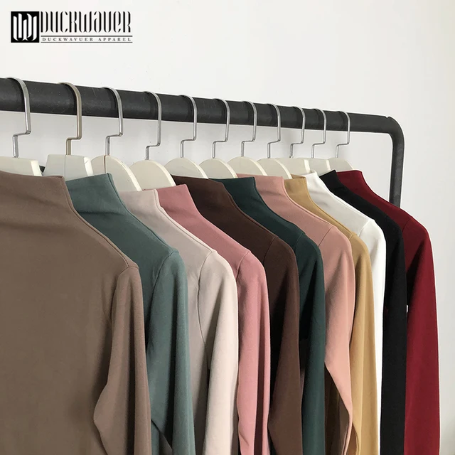 US $6.66 Duckwaver 2019 Autumn Women Causal Solid Loose stripe Long Sleeve kitted Turtleneck T-Shirts Lady G