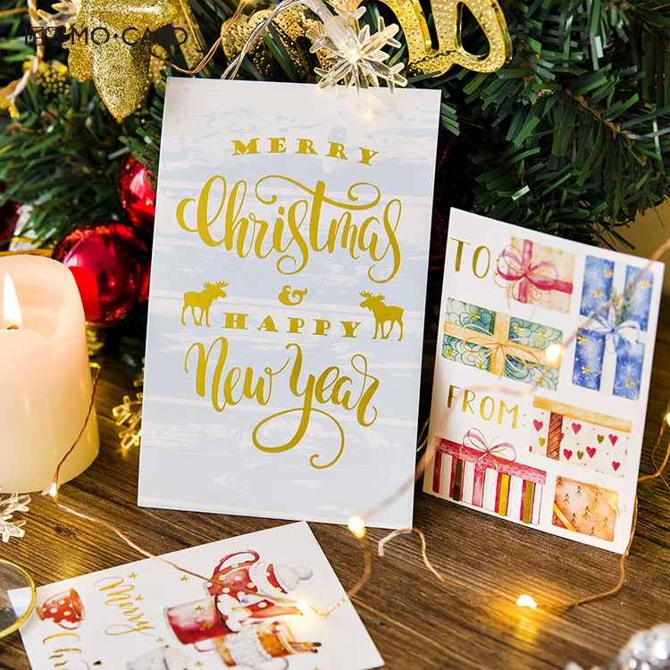 

12packs/lot Cute Merry Christmas Tree Bear Postcards Greeting Cards Message Cards Wishing Cards Stationery Christmas Gifts