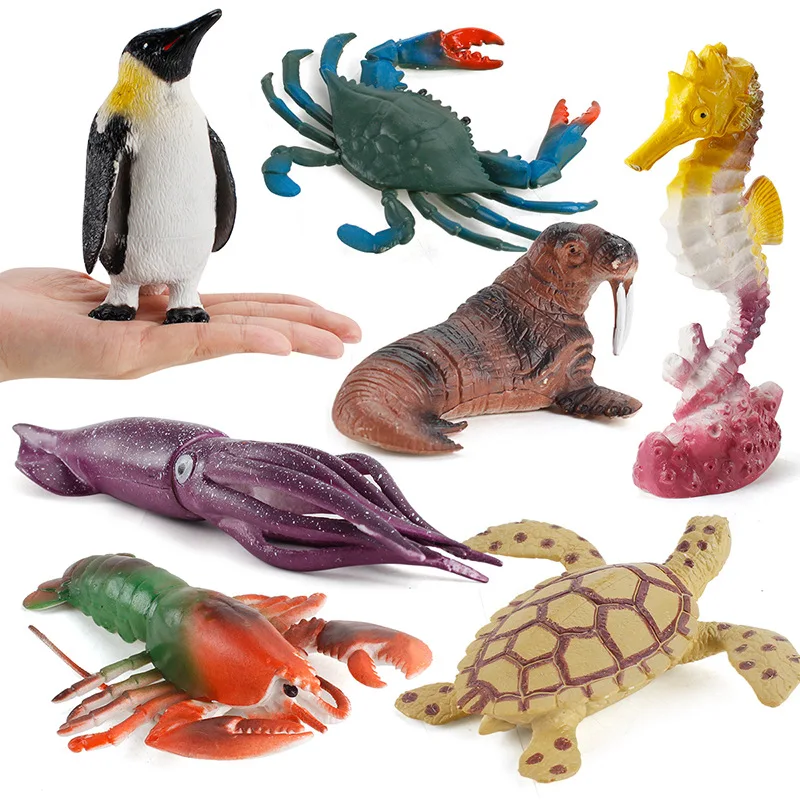 Фигурки животных океана, искусственные морские водоросли, наборы моделей, Акула, дельфин Пингвин, морской конек, модель игрушки, детская коллекция, подарок
