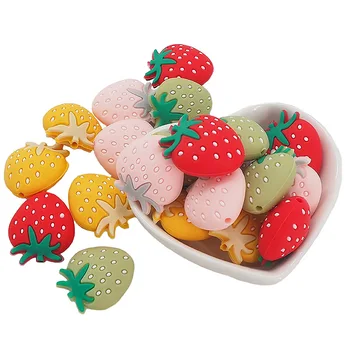 

Chenkai 10PCS Silicone Strawberry Beads BPA Free Pacifier For Infant Nursing DIY Baby Chewable Teething Making Jewelry Gift